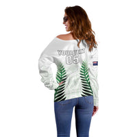 Custom New Zealand Fern Football Off Shoulder Sweater Simple Style
