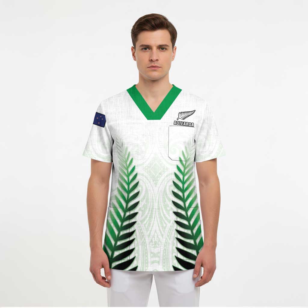 Custom New Zealand Fern Football Scrub Top Simple Style - Polynesian Pride