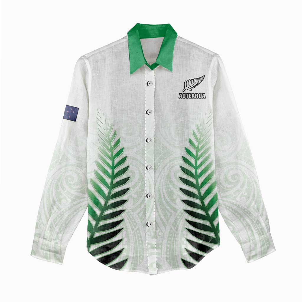 Custom New Zealand Fern Football Women Casual Shirt Simple Style