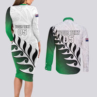 Custom New Zealand Football Couples Matching Long Sleeve Bodycon Dress and Long Sleeve Button Shirt Go Aotearoa LT05 - Polynesian Pride
