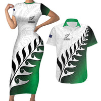 Custom New Zealand Football Couples Matching Short Sleeve Bodycon Dress and Hawaiian Shirt Go Aotearoa