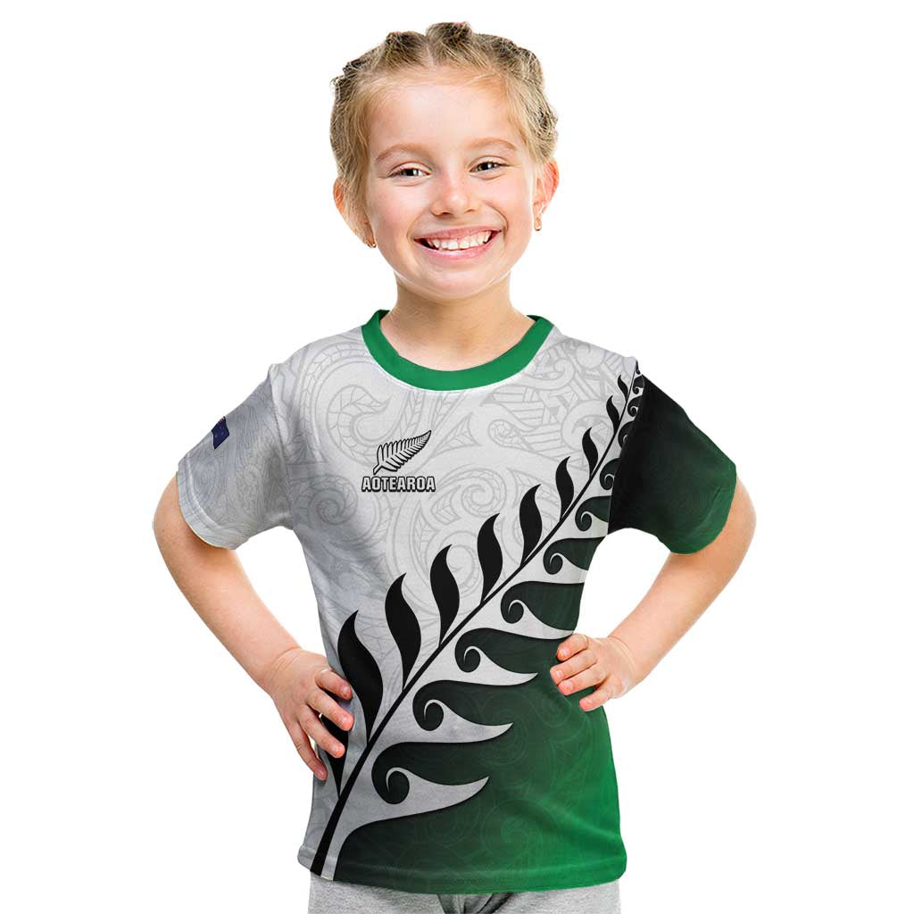 Custom New Zealand Football Kid T Shirt Go Aotearoa