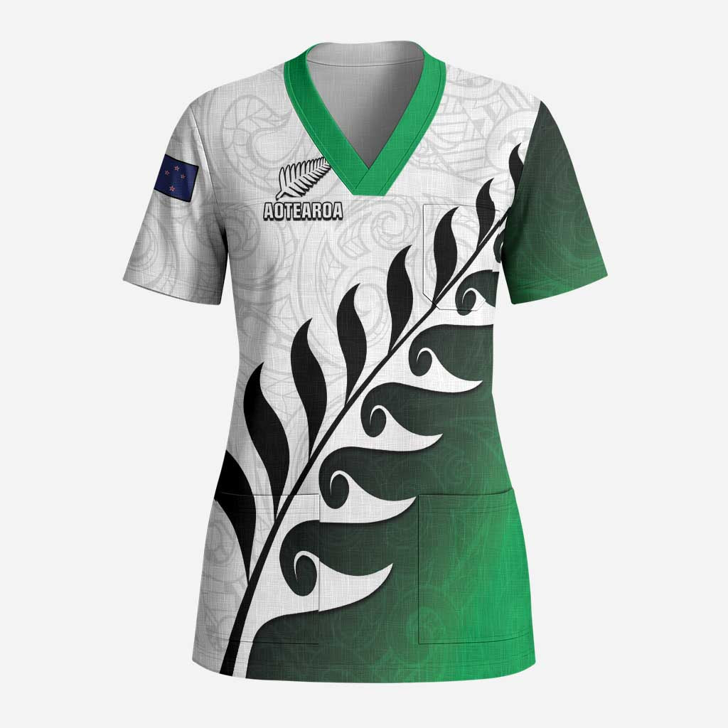Custom New Zealand Football Scrub Top Go Aotearoa - Polynesian Pride