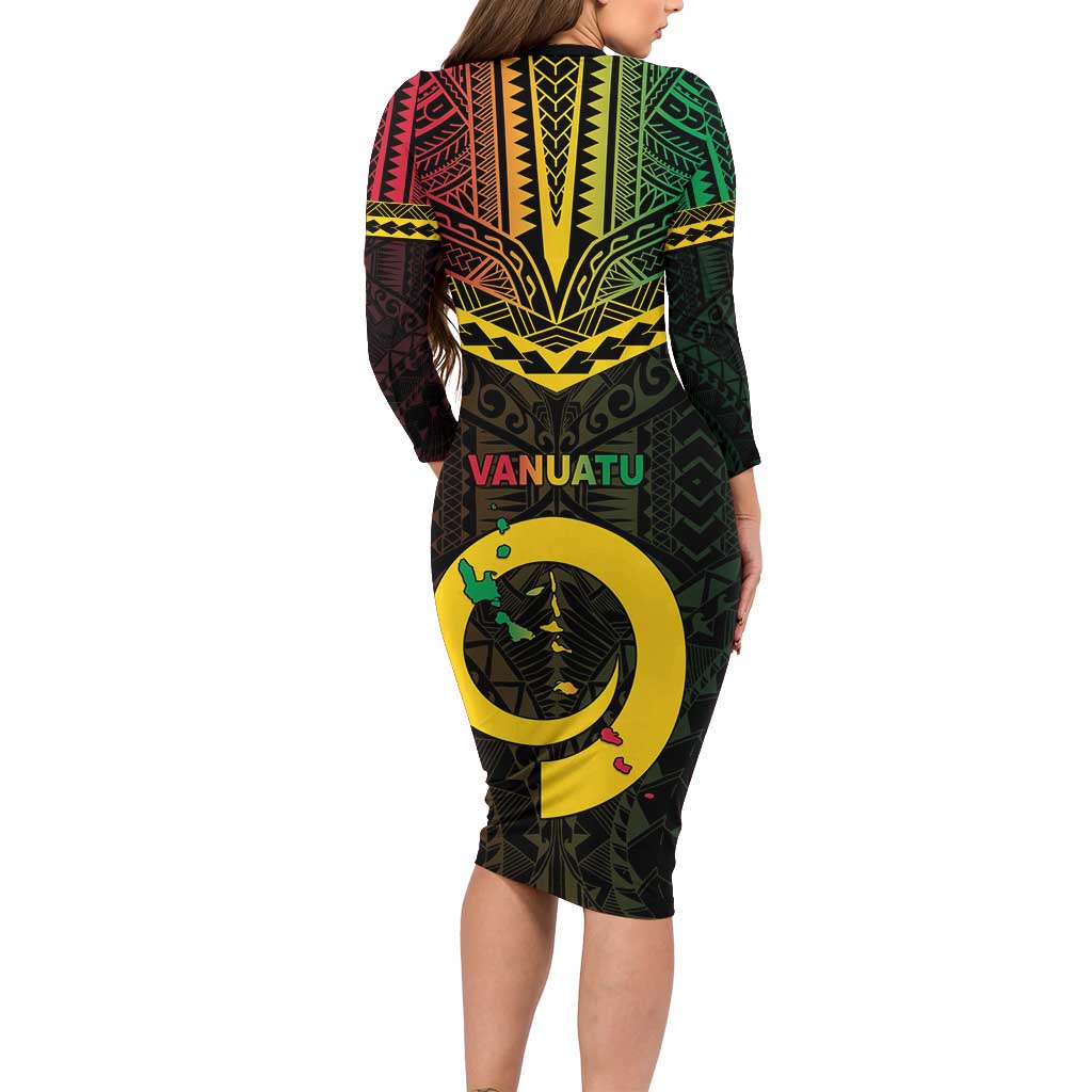 Happy Vanuatu Father Lini Day Long Sleeve Bodycon Dress