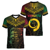 Happy Vanuatu Father Lini Day Women V-Neck T-Shirt LT05 - Polynesian Pride