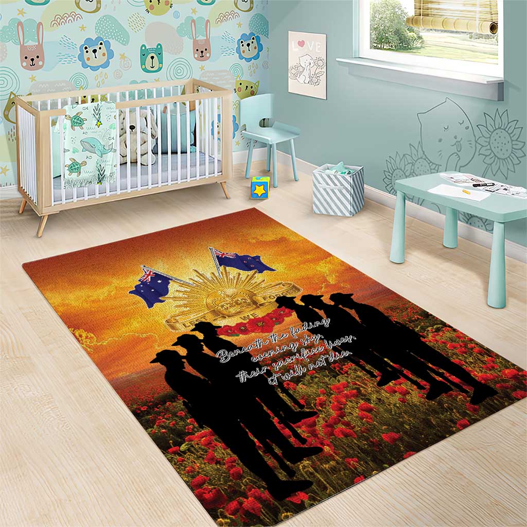 ANZAC Day Area Rug Remembrance Tribute Soldiers And Poppy Field LT05 - Polynesian Pride