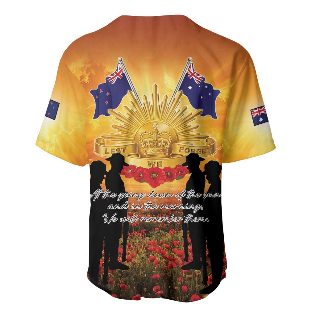 ANZAC Day Baseball Jersey Remembrance Tribute Soldiers And Poppy Field LT05 - Polynesian Pride
