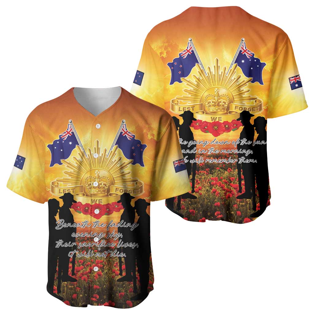 ANZAC Day Baseball Jersey Remembrance Tribute Soldiers And Poppy Field LT05 - Polynesian Pride