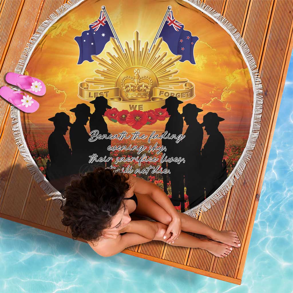 ANZAC Day Beach Blanket Remembrance Tribute Soldiers And Poppy Field