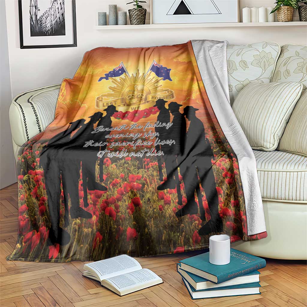 ANZAC Day Blanket Remembrance Tribute Soldiers And Poppy Field