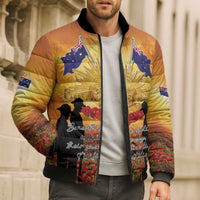 ANZAC Day Bomber Puffer Jacket Remembrance Tribute Soldiers And Poppy Field