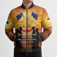 ANZAC Day Bomber Puffer Jacket Remembrance Tribute Soldiers And Poppy Field