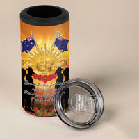 ANZAC Day 4 in 1 Can Cooler Tumbler Remembrance Tribute Soldiers And Poppy Field
