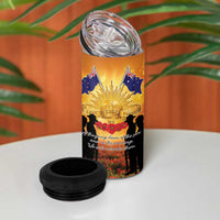ANZAC Day 4 in 1 Can Cooler Tumbler Remembrance Tribute Soldiers And Poppy Field