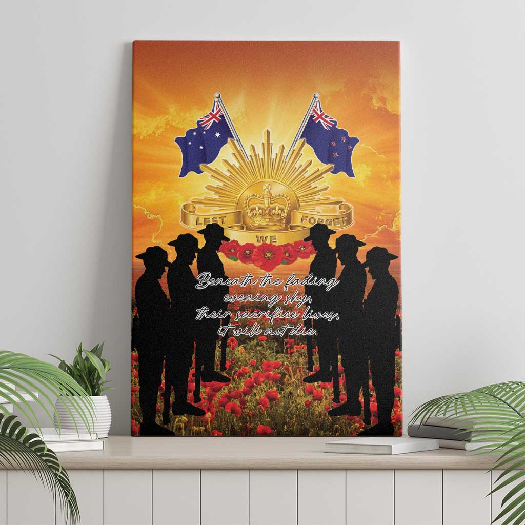 ANZAC Day Canvas Wall Art Remembrance Tribute Soldiers And Poppy Field LT05 - Polynesian Pride