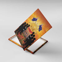 ANZAC Day Canvas Wall Art Remembrance Tribute Soldiers And Poppy Field LT05 With Frame Orange - Polynesian Pride