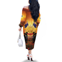 ANZAC Day Family Matching Off The Shoulder Long Sleeve Dress and Hawaiian Shirt Remembrance Tribute Soldiers And Poppy Field