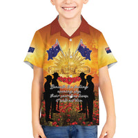 ANZAC Day Family Matching Off The Shoulder Long Sleeve Dress and Hawaiian Shirt Remembrance Tribute Soldiers And Poppy Field