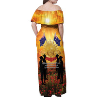 ANZAC Day Family Matching Off Shoulder Maxi Dress and Hawaiian Shirt Remembrance Tribute Soldiers And Poppy Field