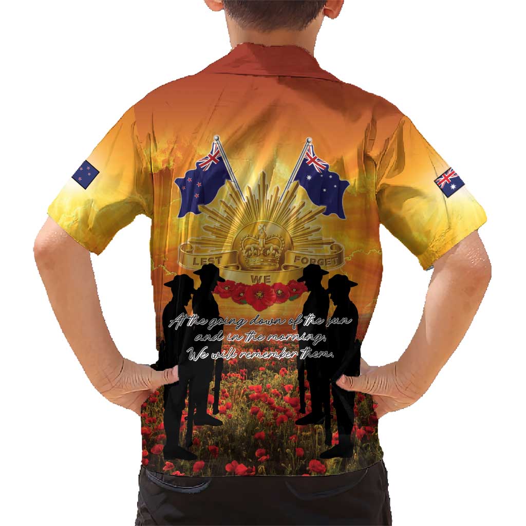ANZAC Day Family Matching Puletasi and Hawaiian Shirt Remembrance Tribute Soldiers And Poppy Field