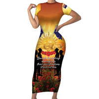 ANZAC Day Family Matching Short Sleeve Bodycon Dress and Hawaiian Shirt Remembrance Tribute Soldiers And Poppy Field