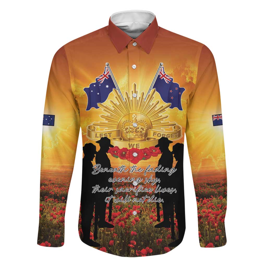 ANZAC Day Family Matching Summer Maxi Dress and Hawaiian Shirt Remembrance Tribute Soldiers And Poppy Field
