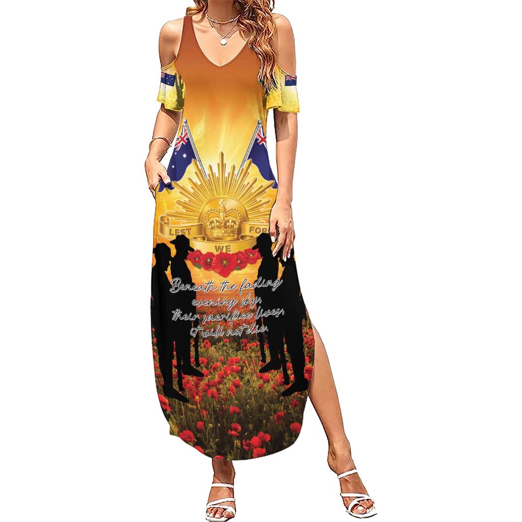 ANZAC Day Family Matching Summer Maxi Dress and Hawaiian Shirt Remembrance Tribute Soldiers And Poppy Field