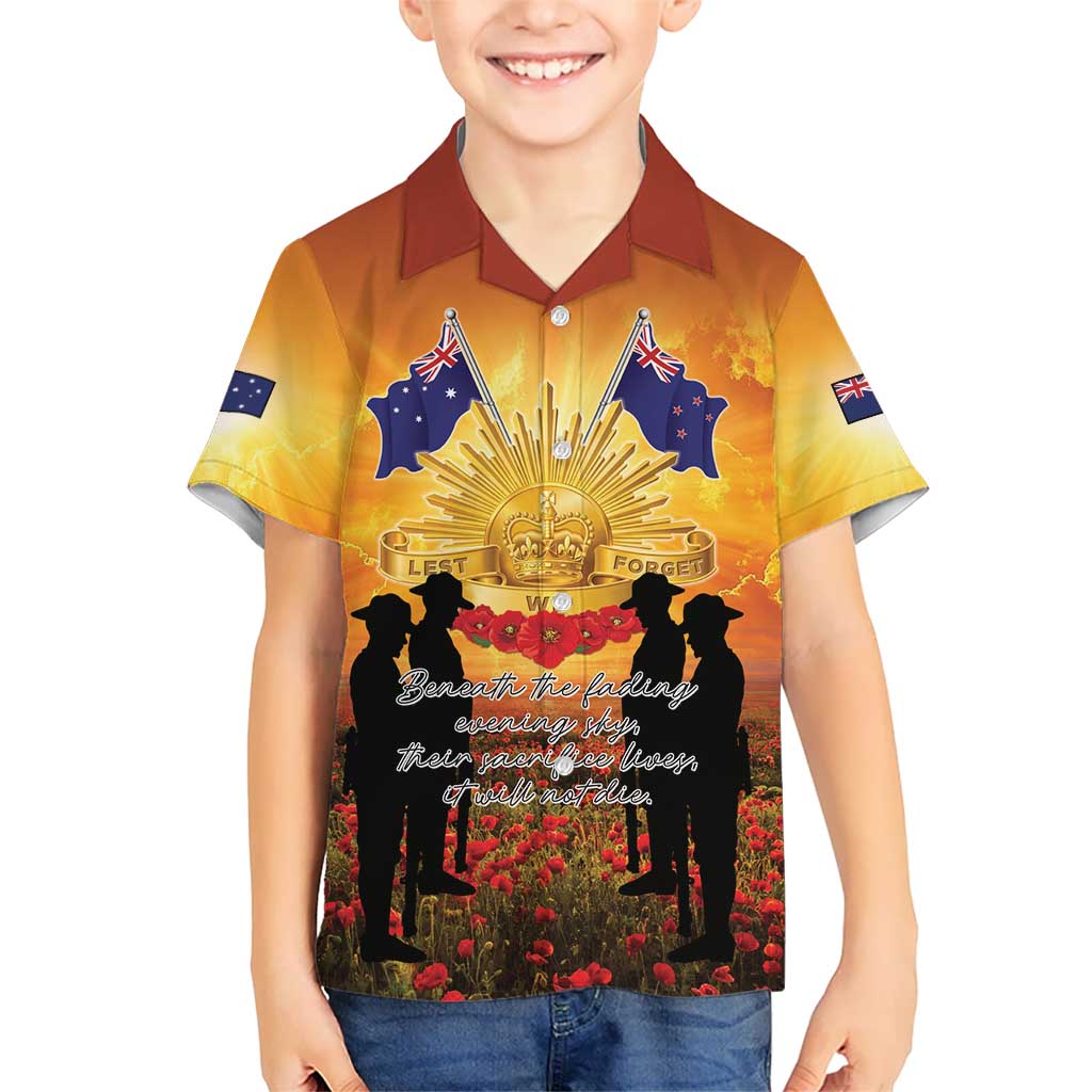 ANZAC Day Family Matching Summer Maxi Dress and Hawaiian Shirt Remembrance Tribute Soldiers And Poppy Field
