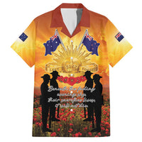 ANZAC Day Hawaiian Shirt Remembrance Tribute Soldiers And Poppy Field LT05 Orange - Polynesian Pride