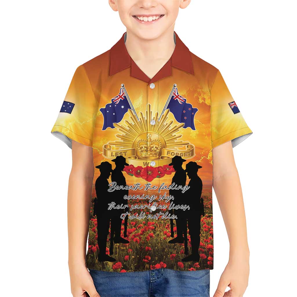 ANZAC Day Hawaiian Shirt Remembrance Tribute Soldiers And Poppy Field LT05 - Polynesian Pride