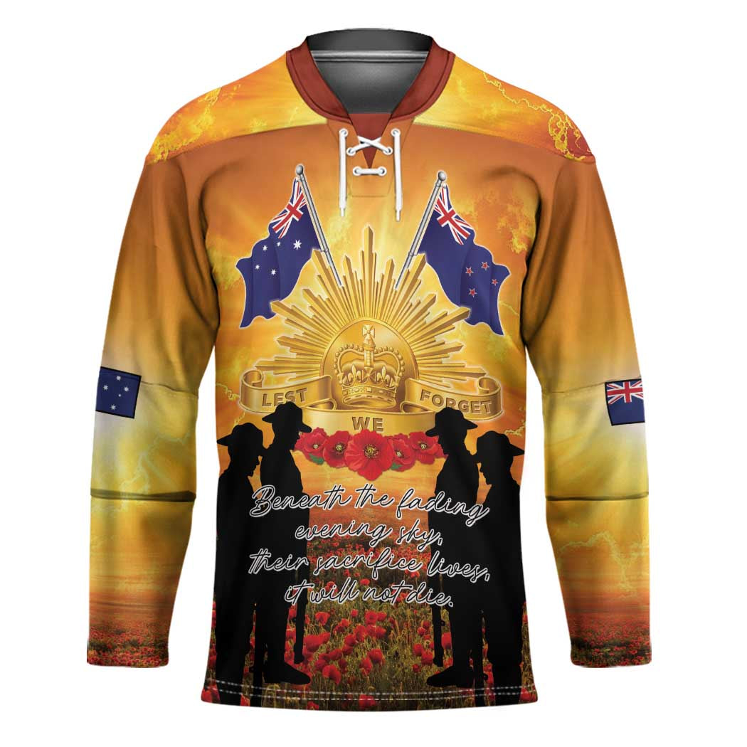 ANZAC Day Hockey Jersey Remembrance Tribute Soldiers And Poppy Field