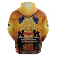 ANZAC Day Hoodie Remembrance Tribute Soldiers And Poppy Field