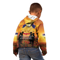 ANZAC Day Kid Hoodie Remembrance Tribute Soldiers And Poppy Field