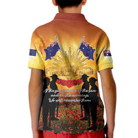ANZAC Day Kid Polo Shirt Remembrance Tribute Soldiers And Poppy Field