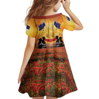 ANZAC Day Kid Short Sleeve Dress Remembrance Tribute Soldiers And Poppy Field