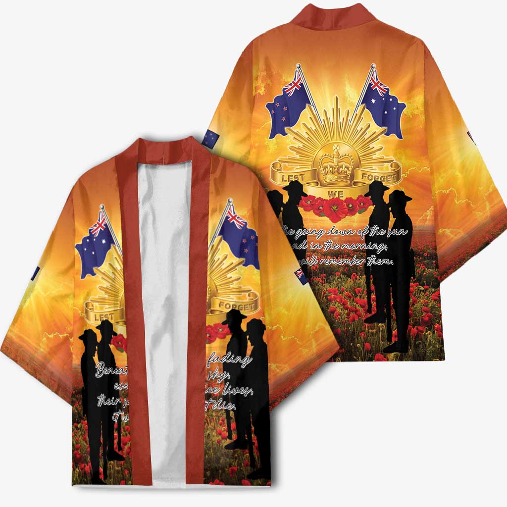 ANZAC Day Kimono Remembrance Tribute Soldiers And Poppy Field