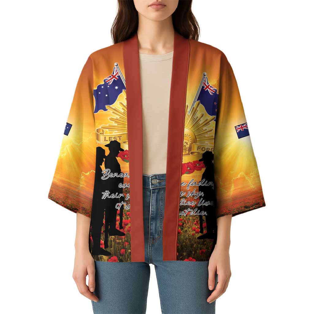 ANZAC Day Kimono Remembrance Tribute Soldiers And Poppy Field