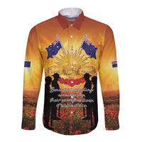 ANZAC Day Long Sleeve Button Shirt Remembrance Tribute Soldiers And Poppy Field