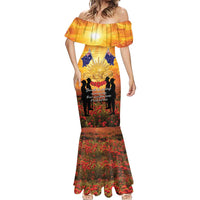 ANZAC Day Mermaid Dress Remembrance Tribute Soldiers And Poppy Field