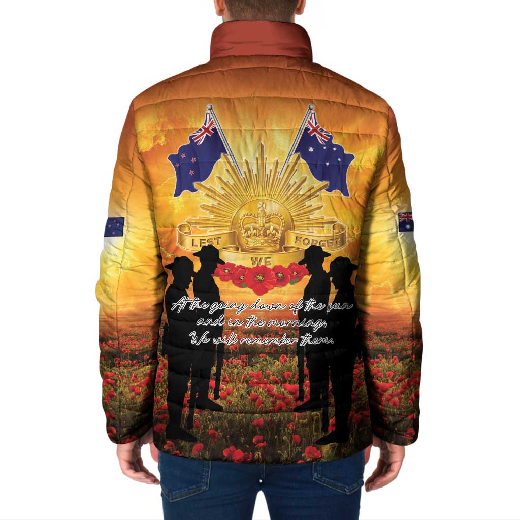 ANZAC Day Padded Jacket Remembrance Tribute Soldiers And Poppy Field