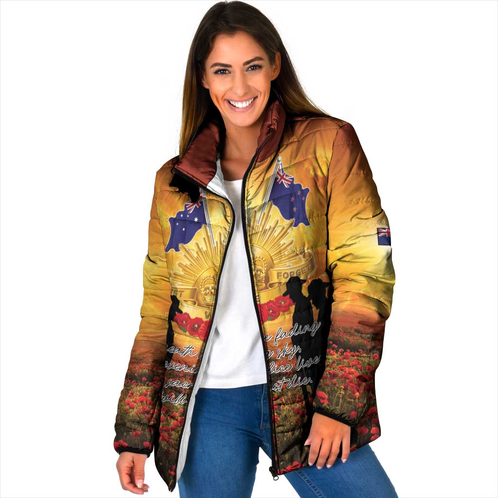 ANZAC Day Padded Jacket Remembrance Tribute Soldiers And Poppy Field