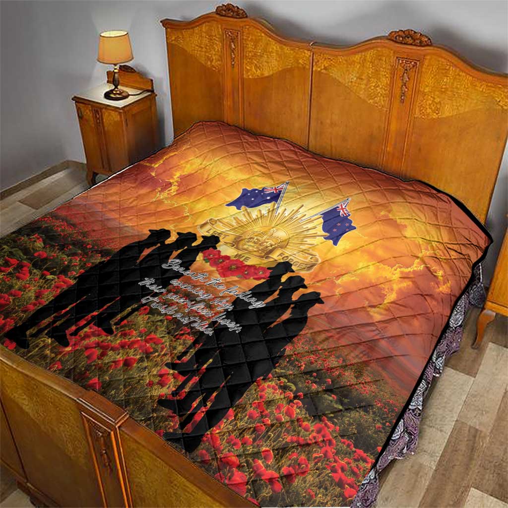 ANZAC Day Quilt Remembrance Tribute Soldiers And Poppy Field