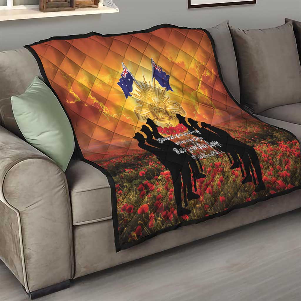 ANZAC Day Quilt Remembrance Tribute Soldiers And Poppy Field