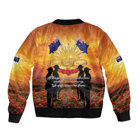 ANZAC Day Sleeve Zip Bomber Jacket Remembrance Tribute Soldiers And Poppy Field LT05 - Polynesian Pride