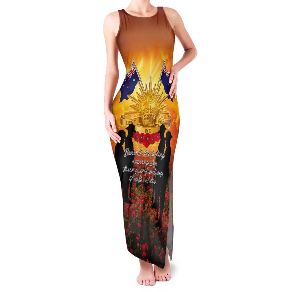 ANZAC Day Tank Maxi Dress Remembrance Tribute Soldiers And Poppy Field