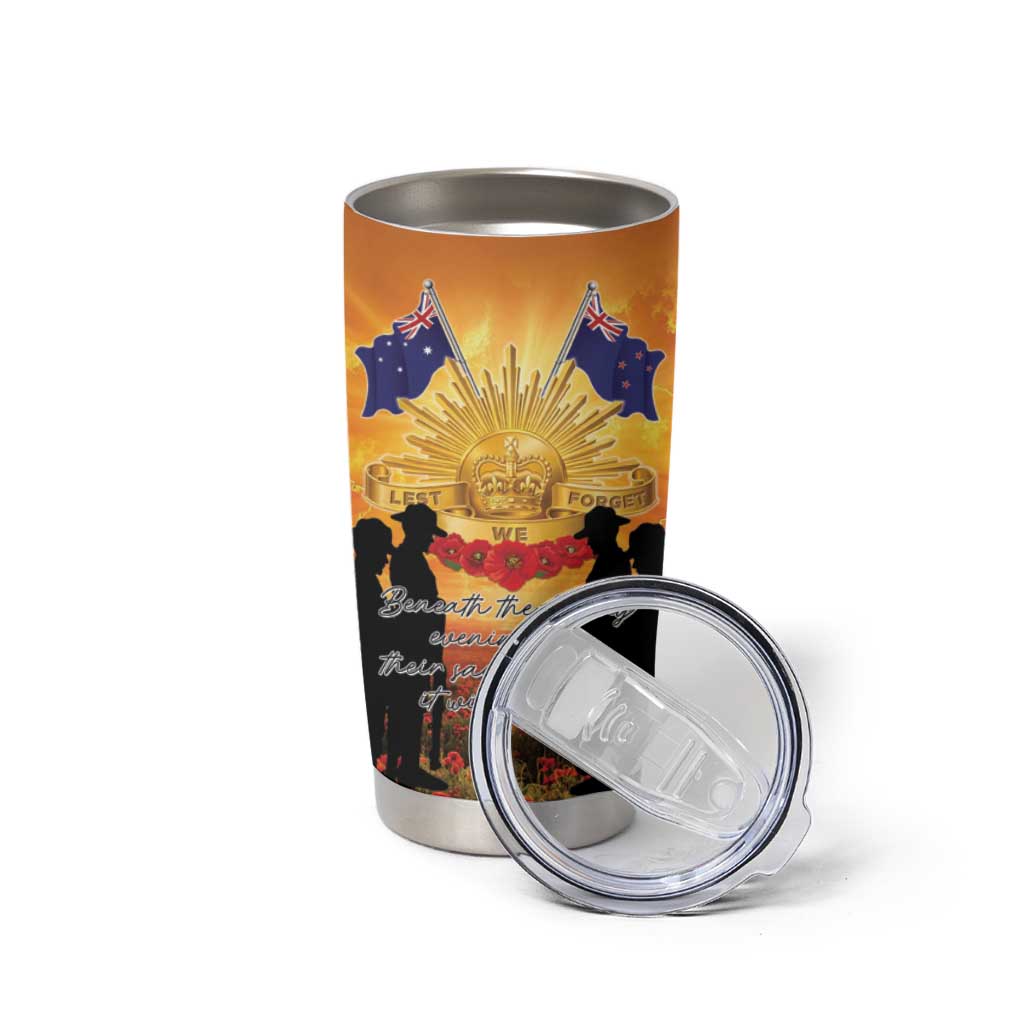 ANZAC Day Tumbler Cup Remembrance Tribute Soldiers And Poppy Field