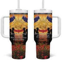 ANZAC Day Tumbler With Handle Remembrance Tribute Soldiers And Poppy Field