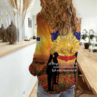 ANZAC Day Women Casual Shirt Remembrance Tribute Soldiers And Poppy Field