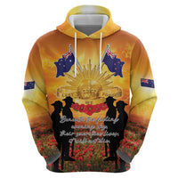 ANZAC Day Zip Hoodie Remembrance Tribute Soldiers And Poppy Field