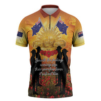 ANZAC Day Zipper Polo Shirt Remembrance Tribute Soldiers And Poppy Field LT05 Orange - Polynesian Pride